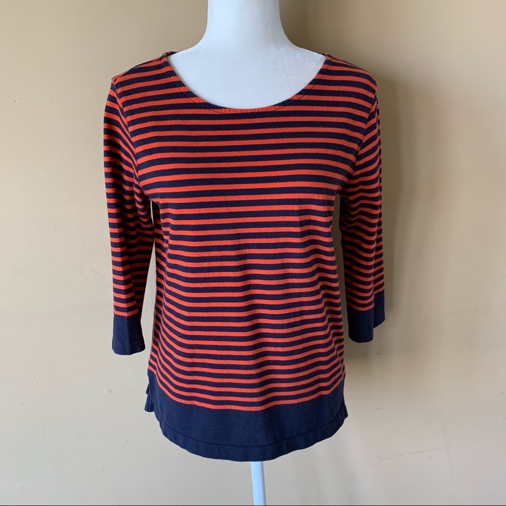 Gap Medium Navy Blue Orange Striped Shirt